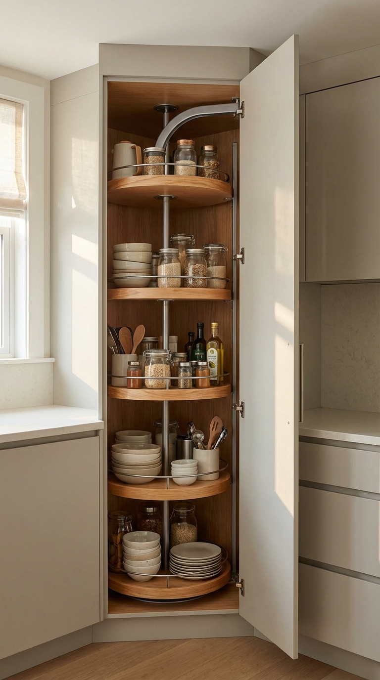 Tall Rotating Pantry Tower Design