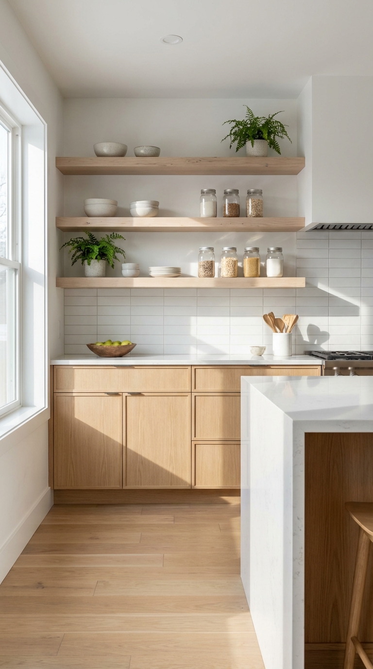 Minimal Floating Shelves Scandinavian Kitchen