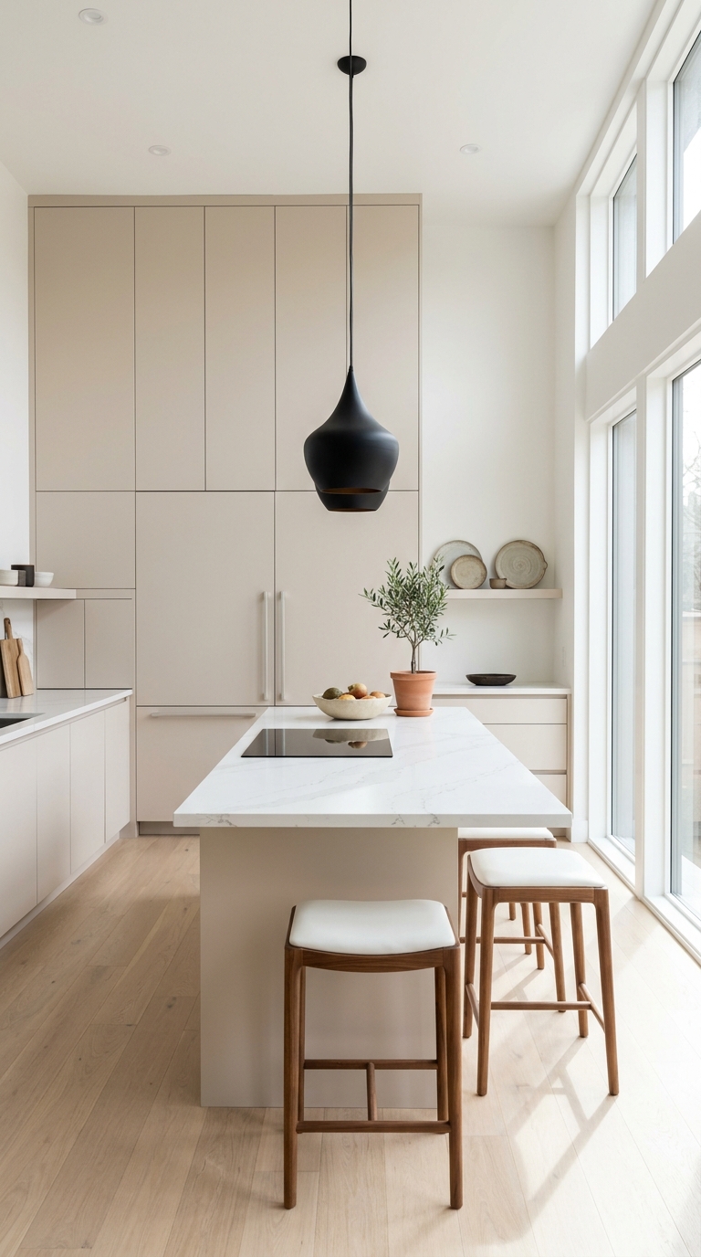 Warm Neutral Minimalist Kitchen Space