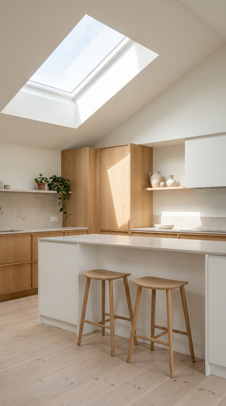 Scandinavian Kitchen with Skylight Ceiling