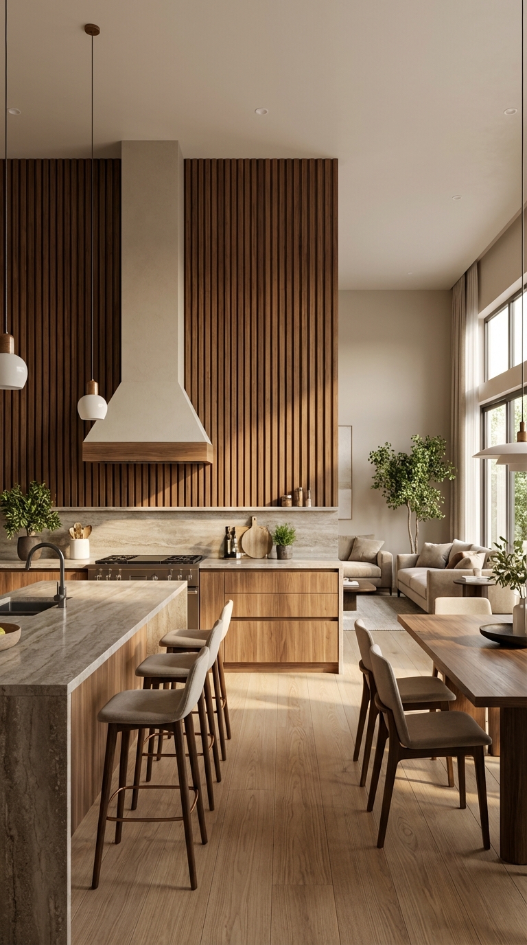 Elegant Natural Wood Kitchen with Modern Warmth
