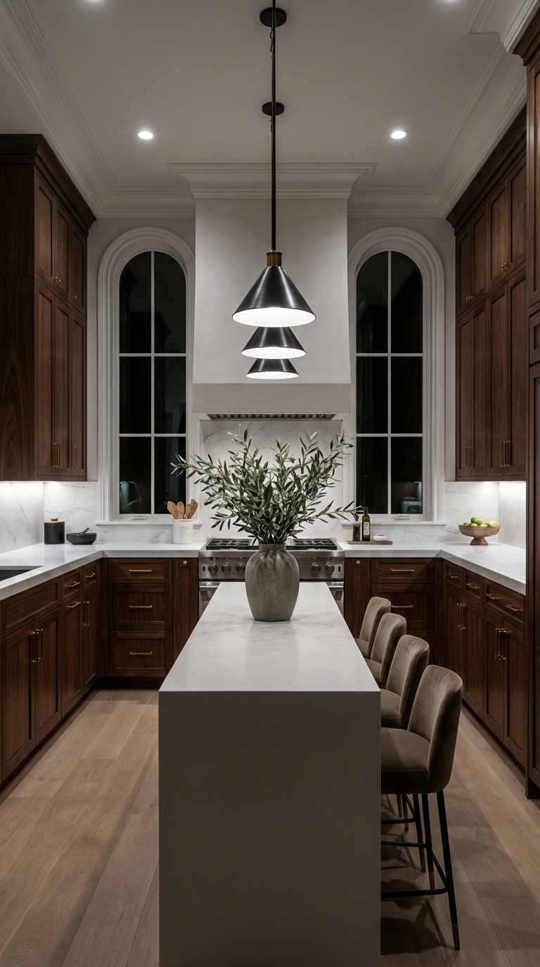 Symmetrical Layout With Statement Pendant Lighting
