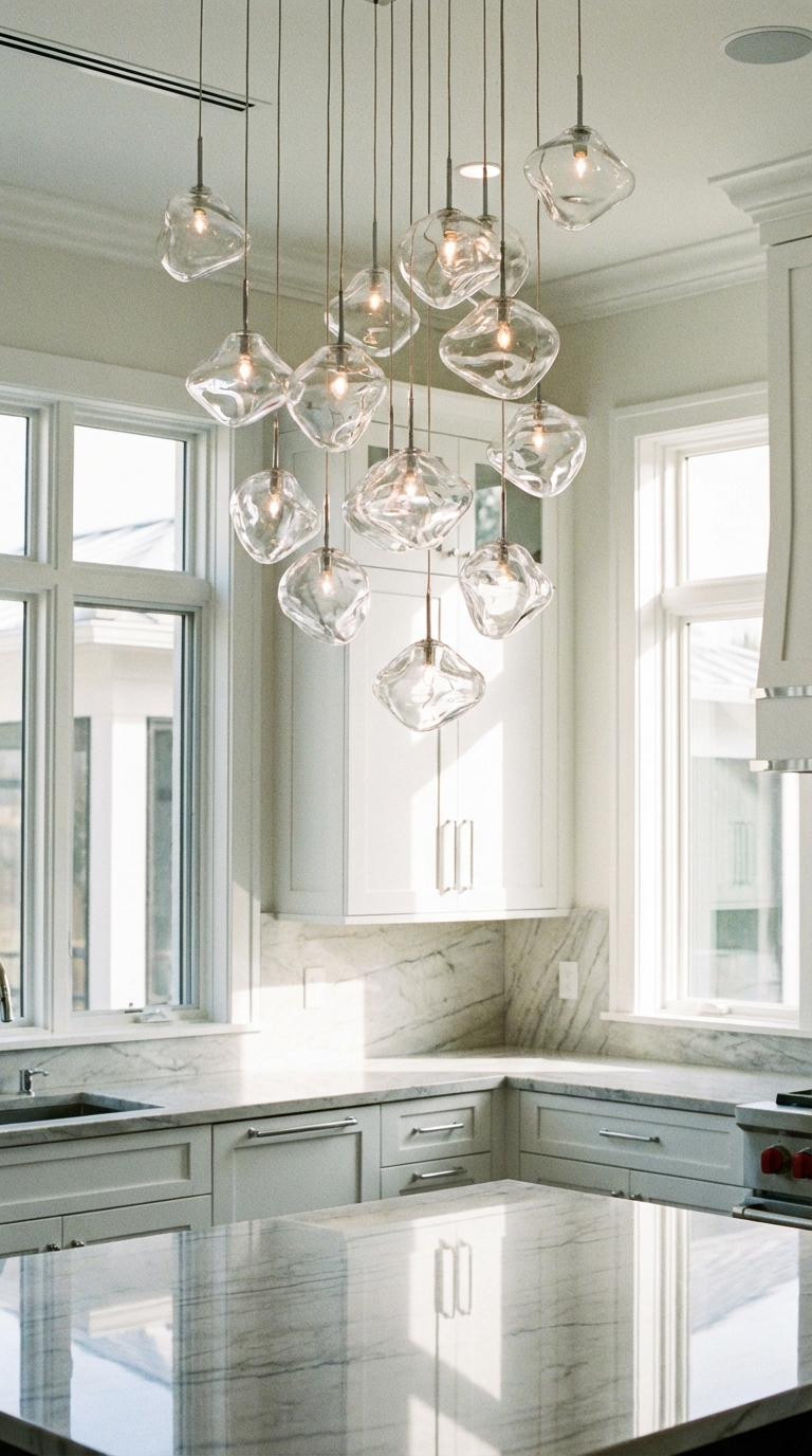 Artistic Glass Pendant Cluster Display