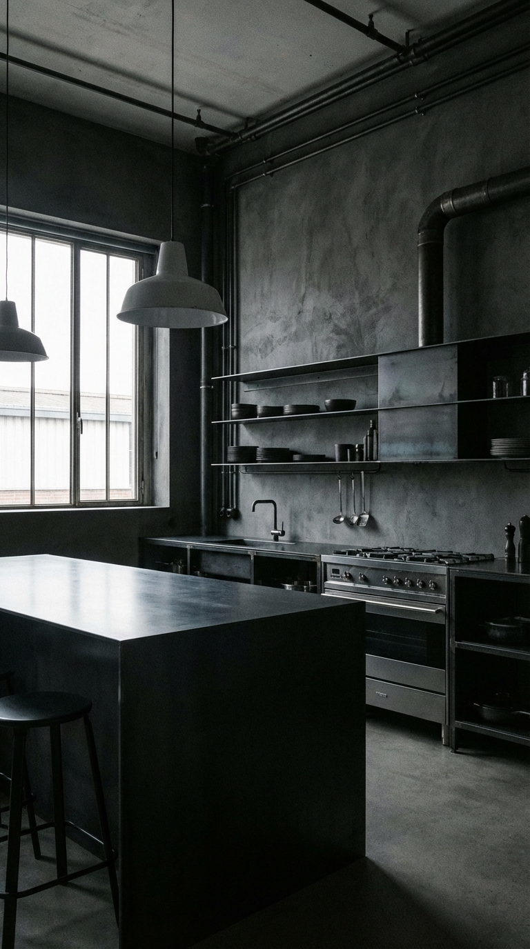 Moody Modern Industrial Cooking Space