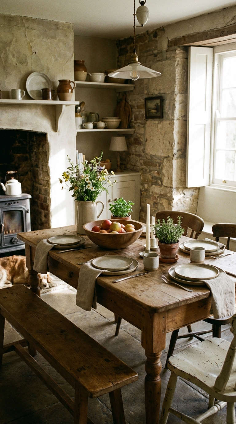 Vintage Dining Corner With Rustic Charm