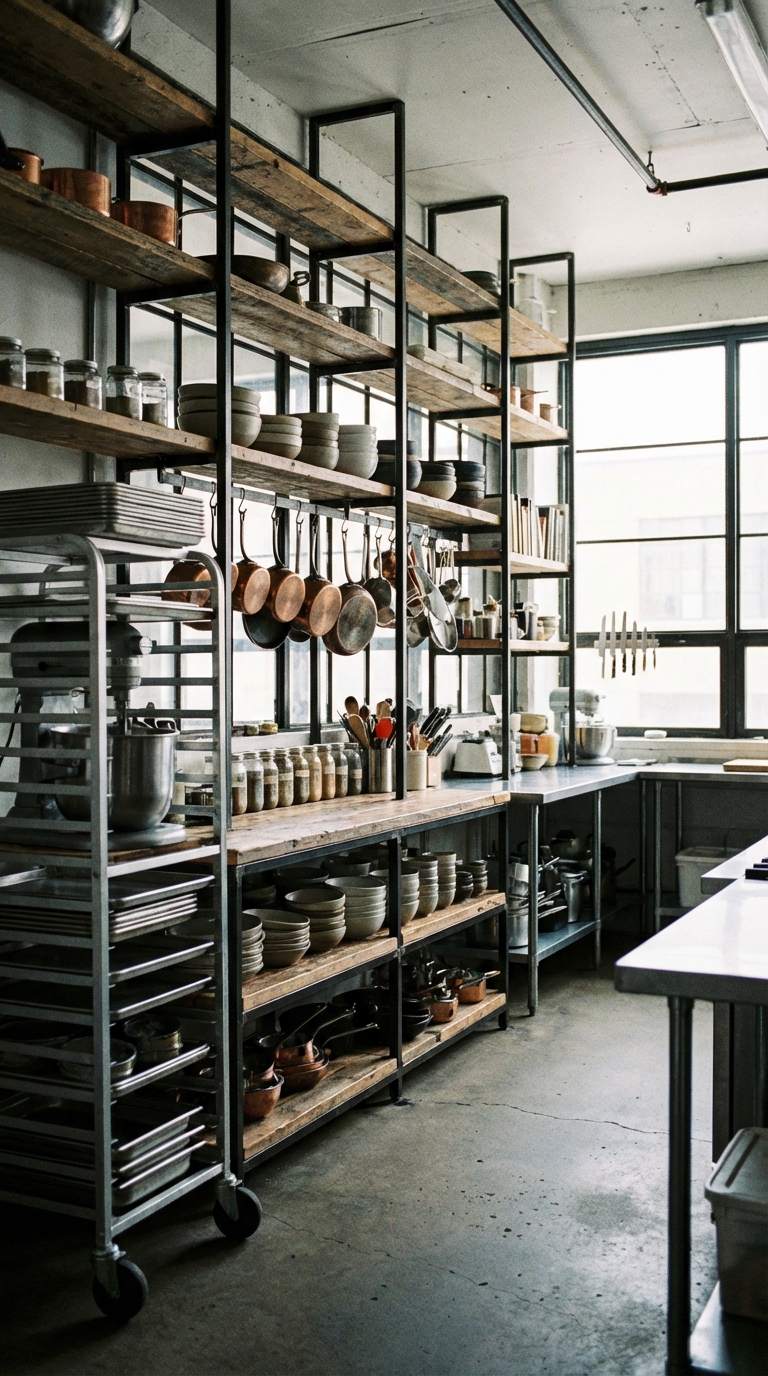 Open Shelving Functional Industrial Layout