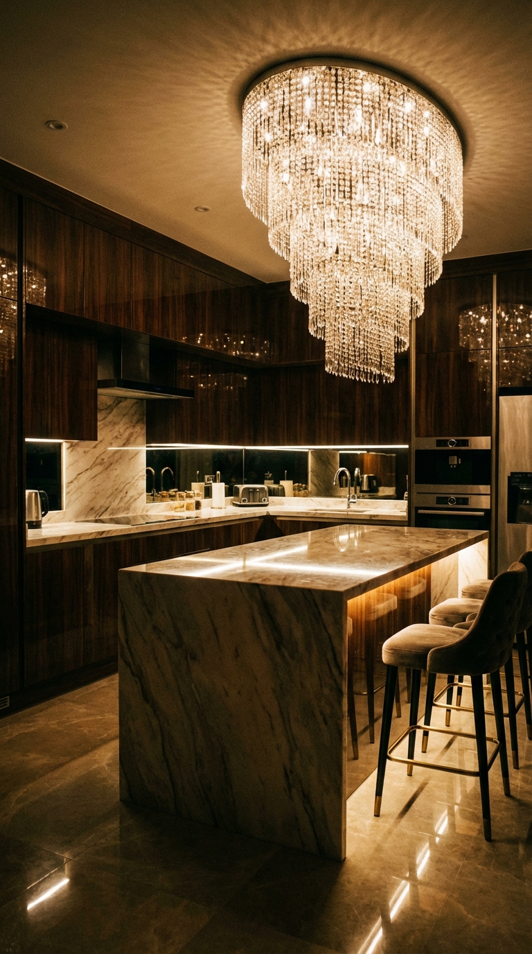 Elegant Crystal Chandelier Enhancing Luxe Appeal