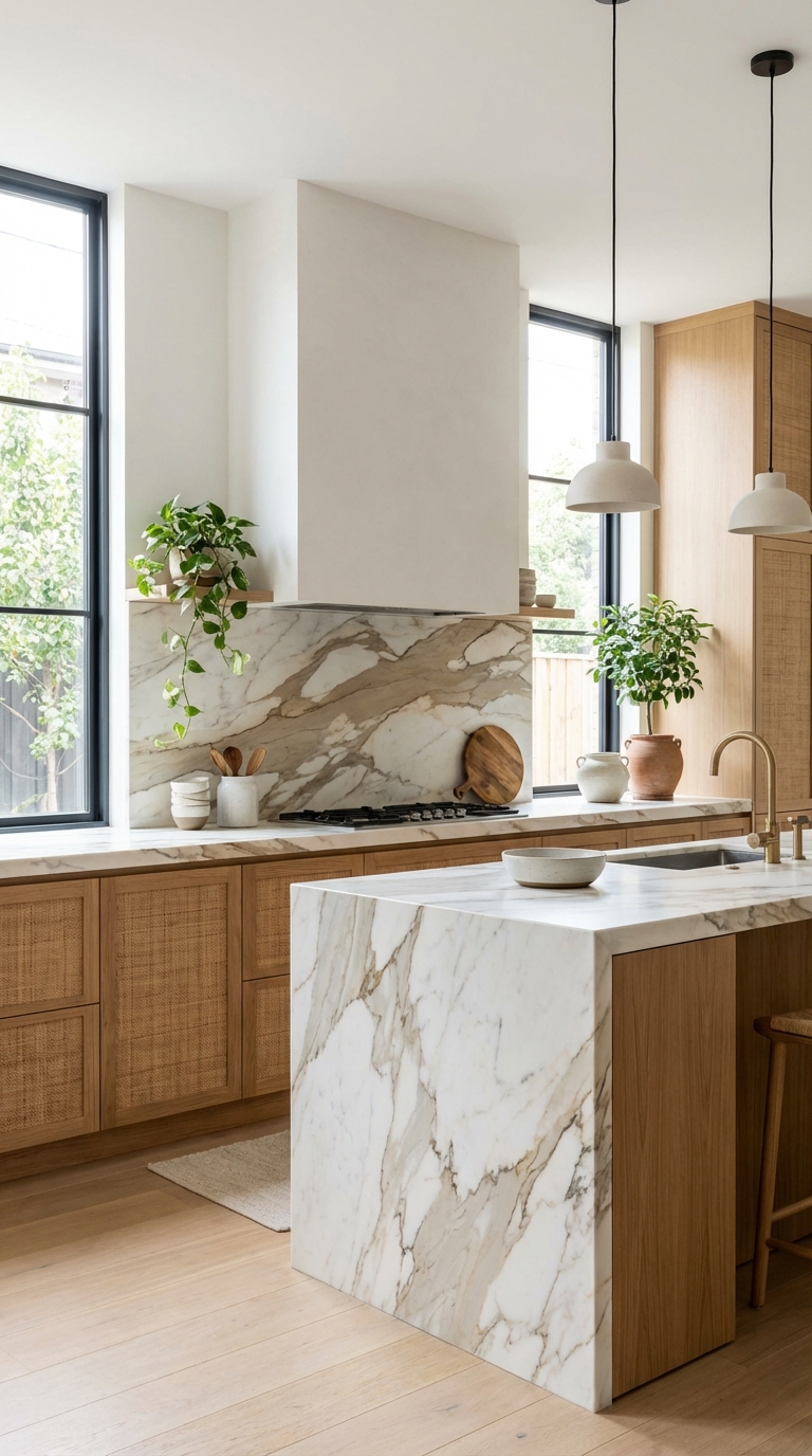 Scandinavian Inspired Marble And Wood Combination