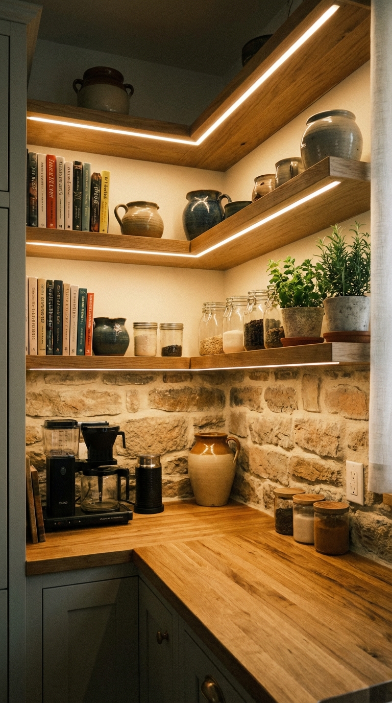 Warm Under Shelf Lighting Cozy Effect