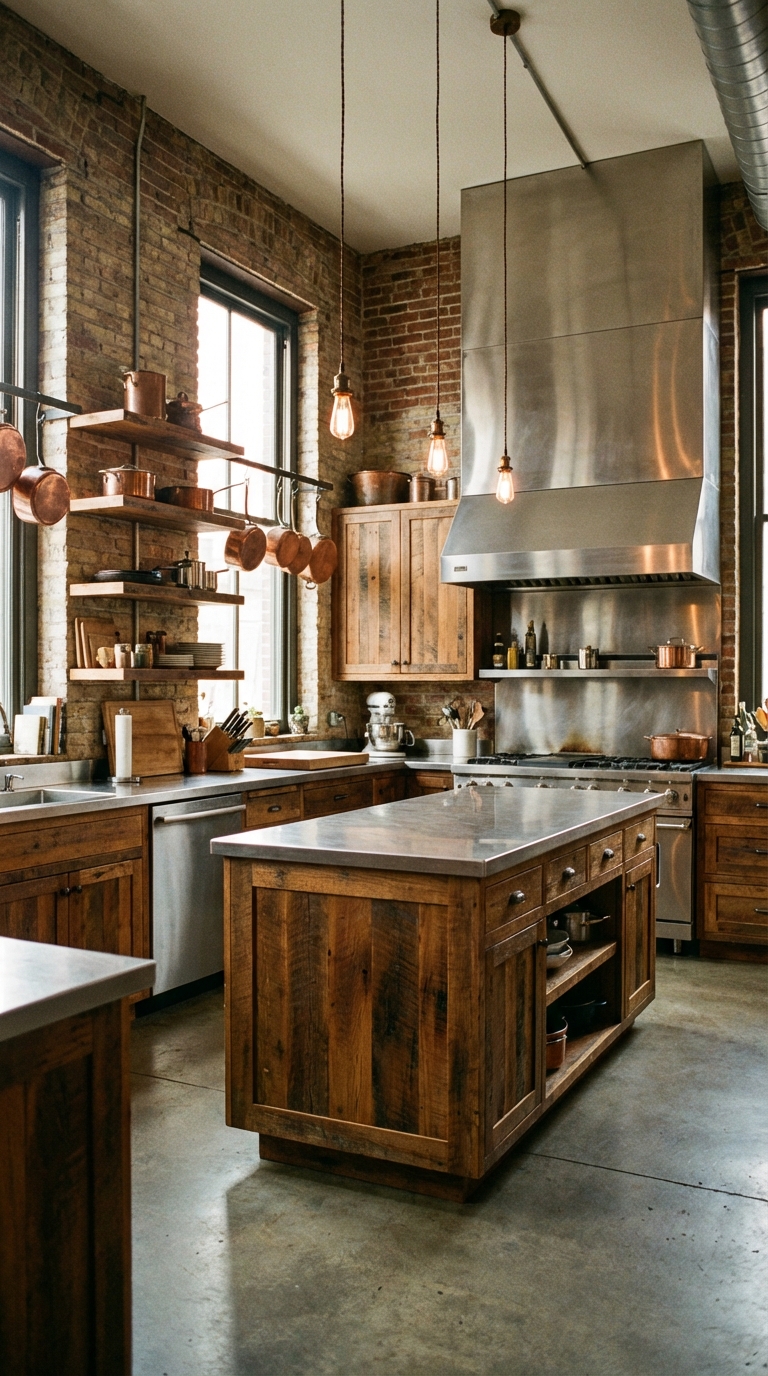 Wood and Steel Industrial Kitchen Blend