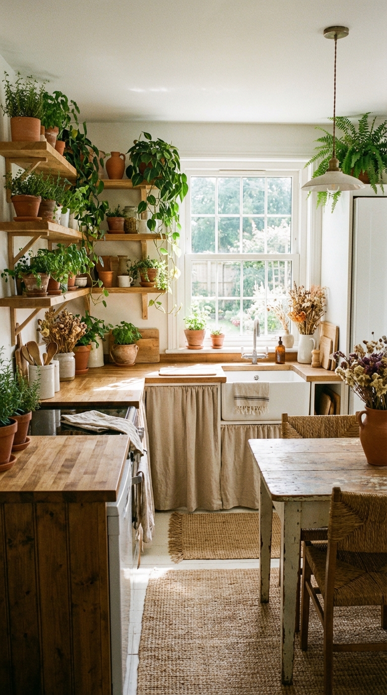 Fresh Greenery Enhancing Farmhouse Simplicity