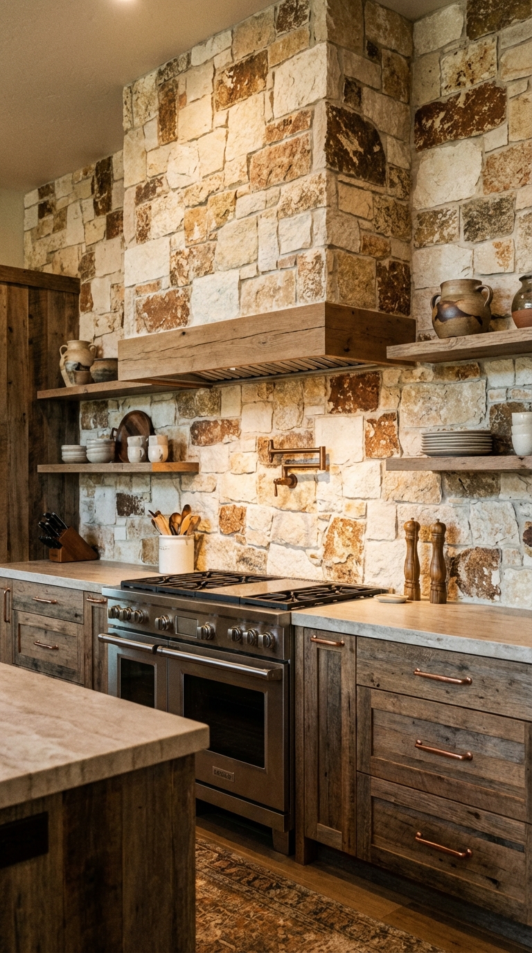 Natural Stone Backsplash For Rustic Luxury Appeal