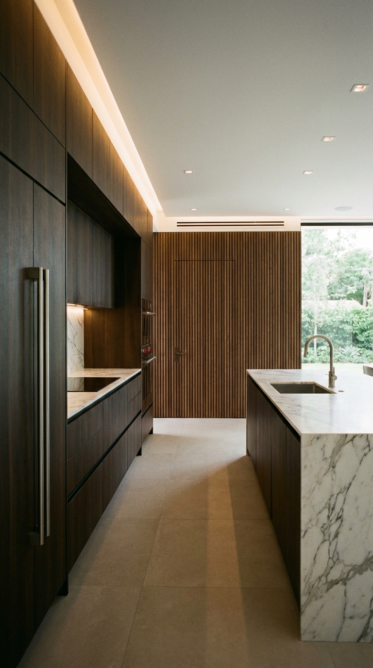 Minimalist Dark Wood With Integrated Lighting