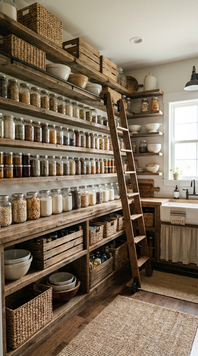 Open Pantry Shelving With Functional Organization
