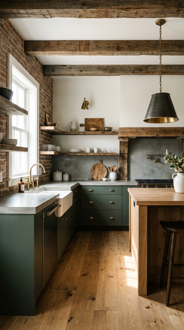 Moody Farmhouse Kitchen With Natural Wood Balance