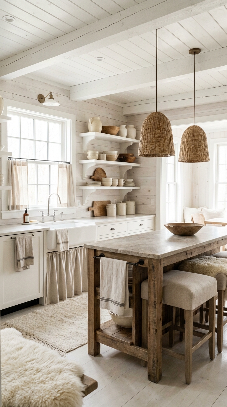 Bright Farmhouse Space With Layered Natural Elements