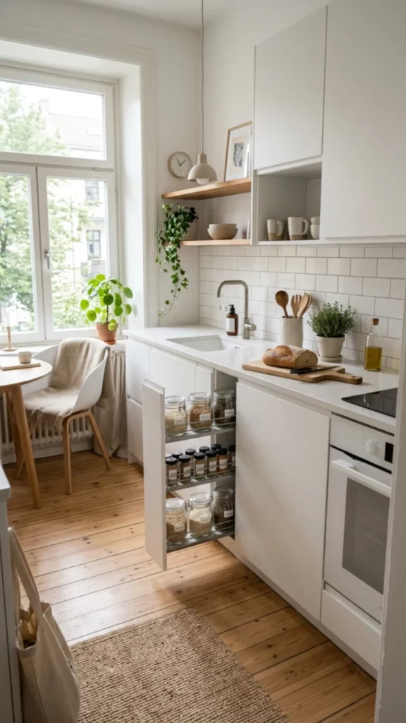 Small White Kitchen With Smart Storage