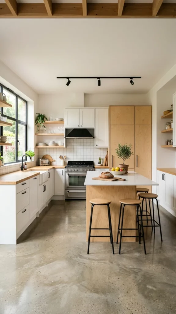 Minimal Modern Kitchen With Concrete Flooring