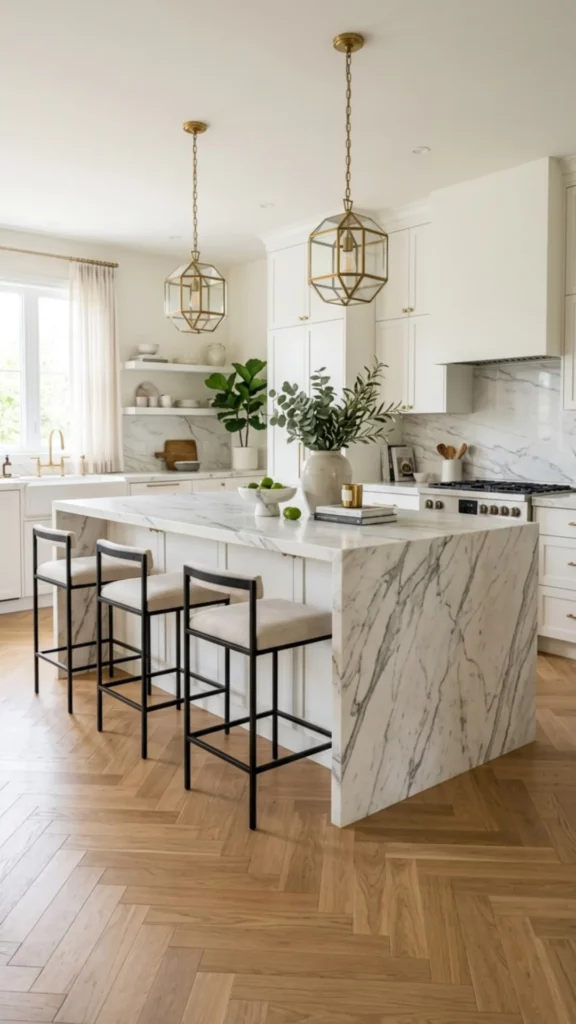 Marble Floors and Black Accents for Modern Elegance