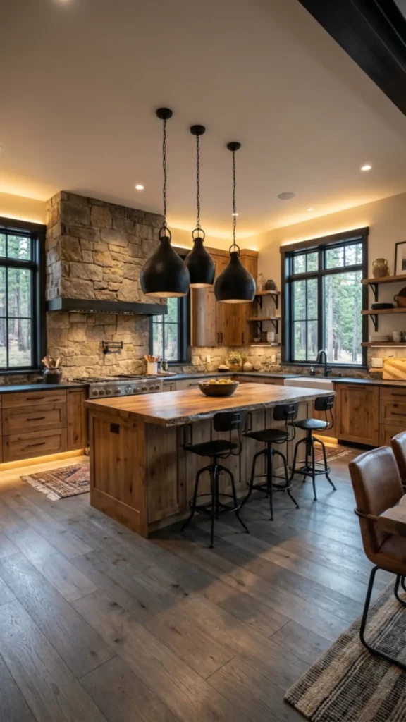 Modern Rustic Kitchen Flooring with Grey Tones
