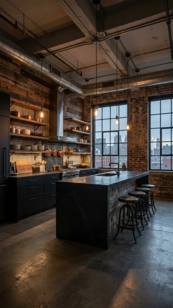 Industrial Gray Kitchen Floors with Urban Texture