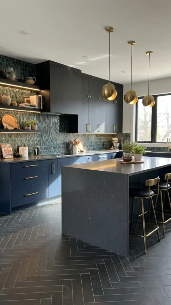 Cabinet Colors with Grey Floors for a Bold Contrast Look