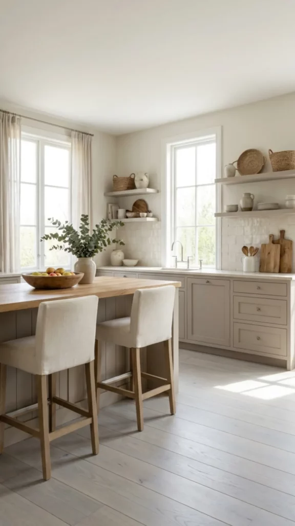 Neutral Kitchen Color Schemes with Grey Floors