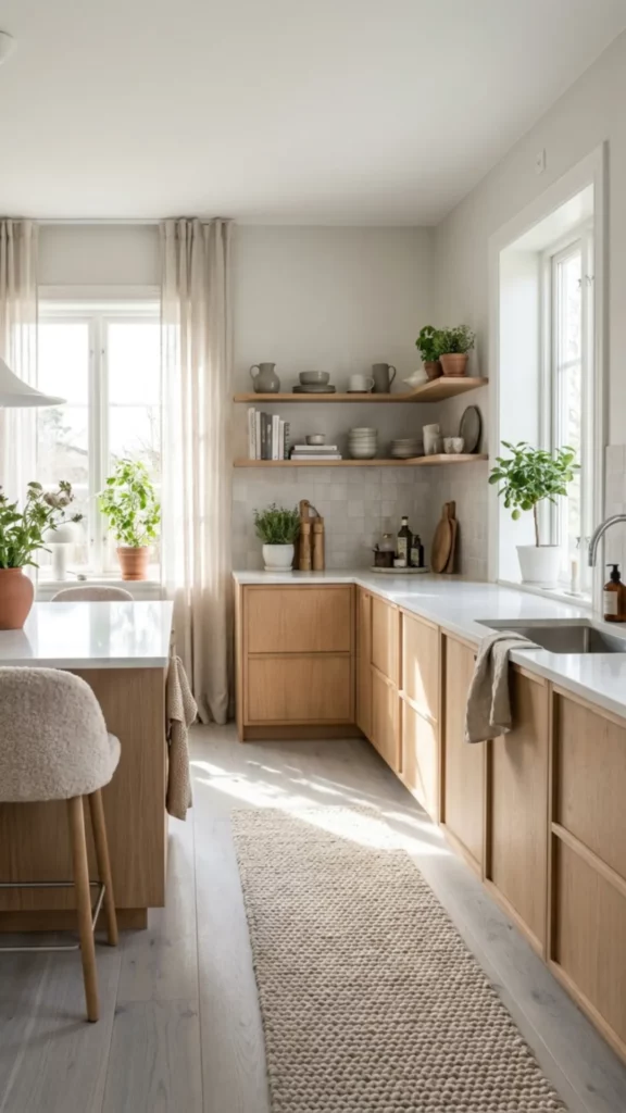 Light Grey Flooring Kitchen with Airy Scandinavian Style
