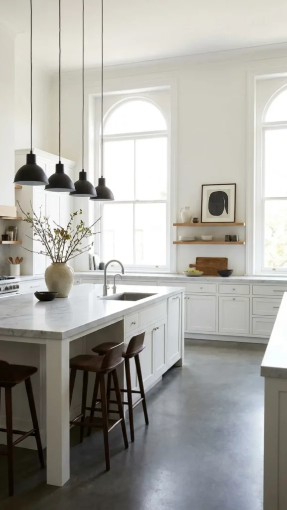 White Kitchens with Gray Floors for a Clean Contrast
