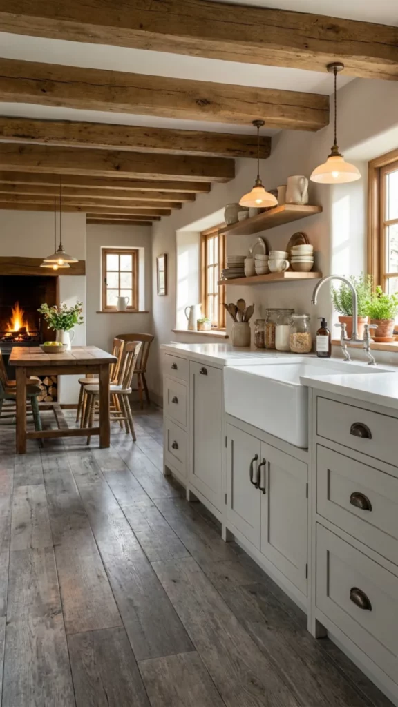 Farmhouse Kitchen with Grey Floor and Rustic Charm