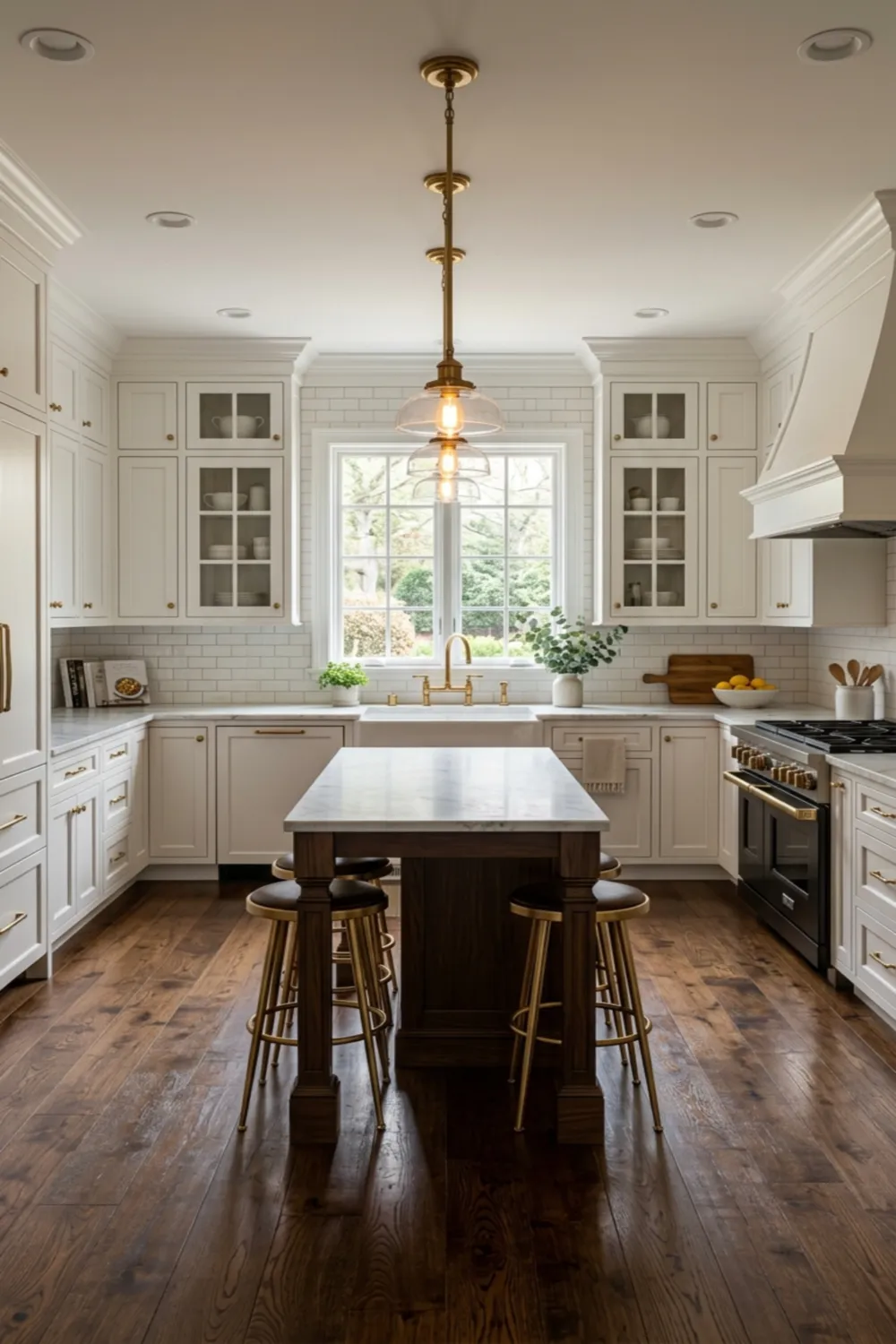 Timeless Kitchen Design with Dark Hardwood Floors