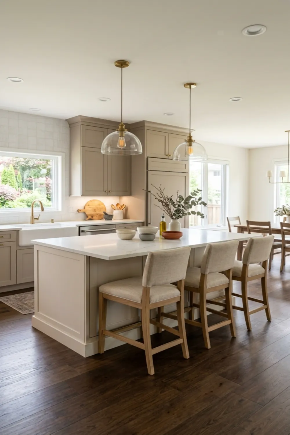 Neutral Kitchen Color Schemes with Dark Floors