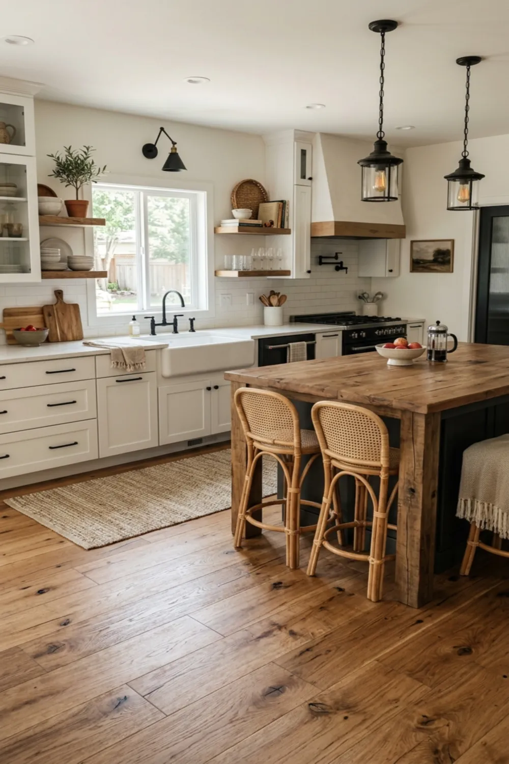 Modern Farmhouse Kitchen with Rustic Wood Floors