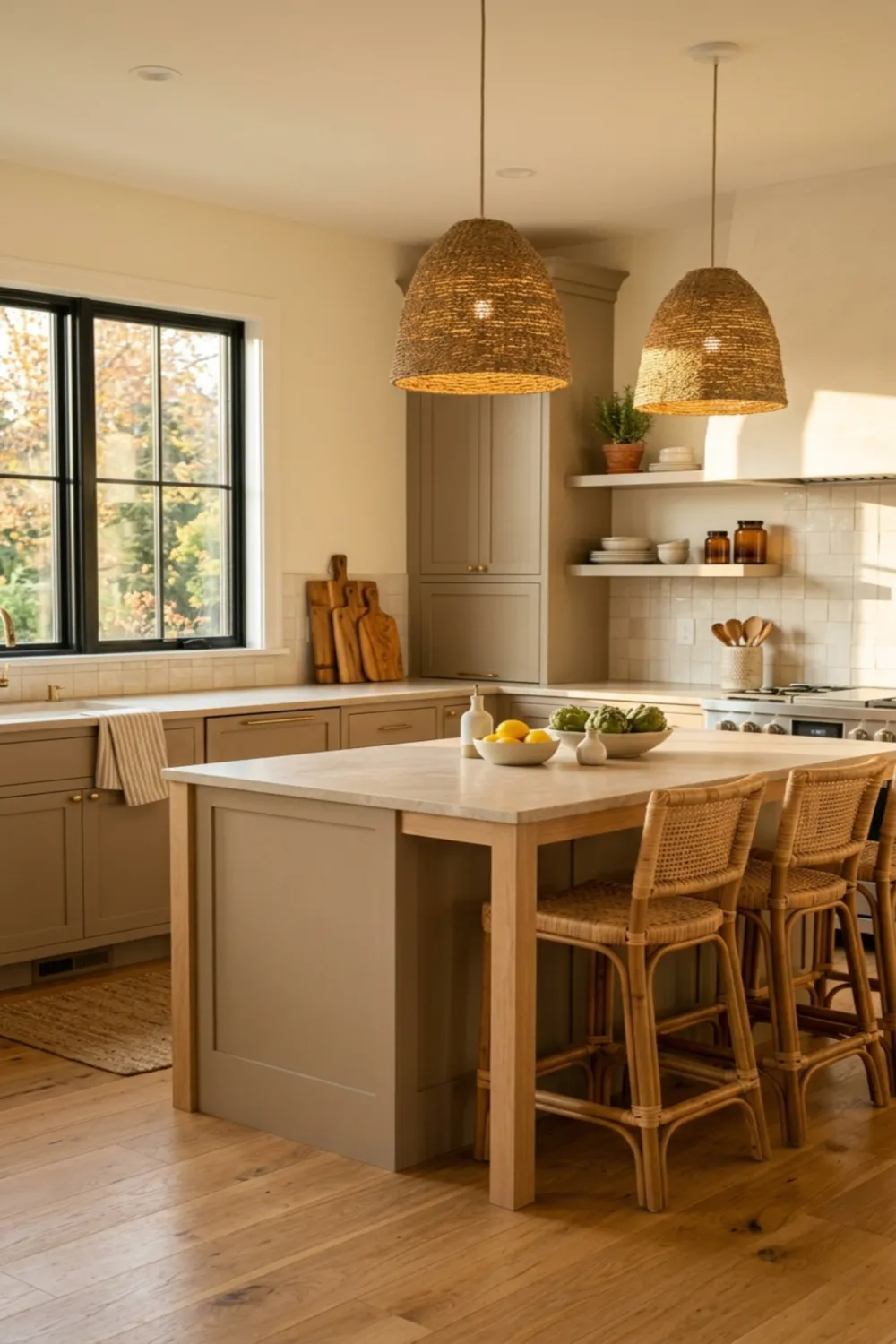 Light Wood Floor Kitchen with Warm Neutral Layers
