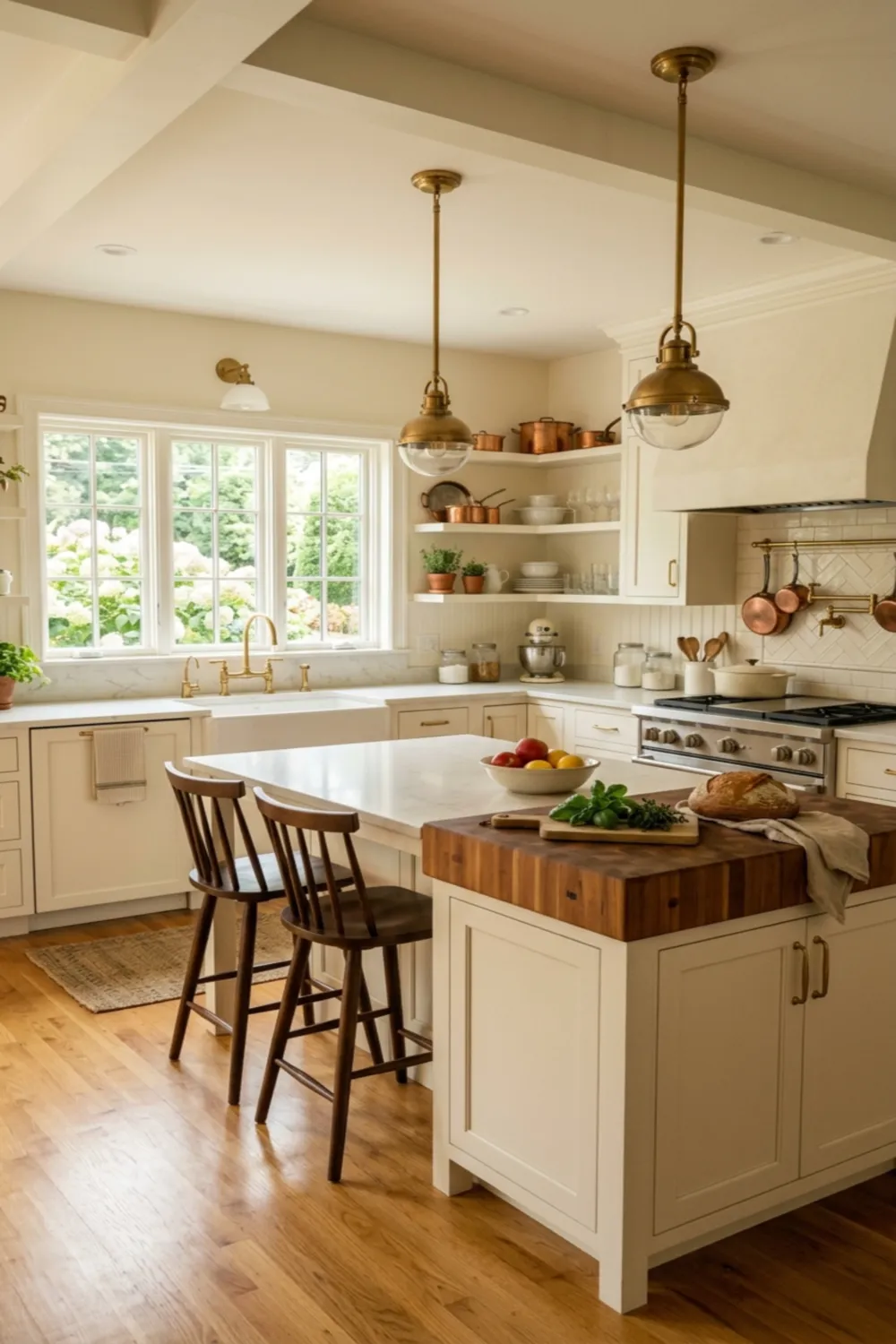 Maple Wood Floor Kitchen with Warm Traditional Touches
